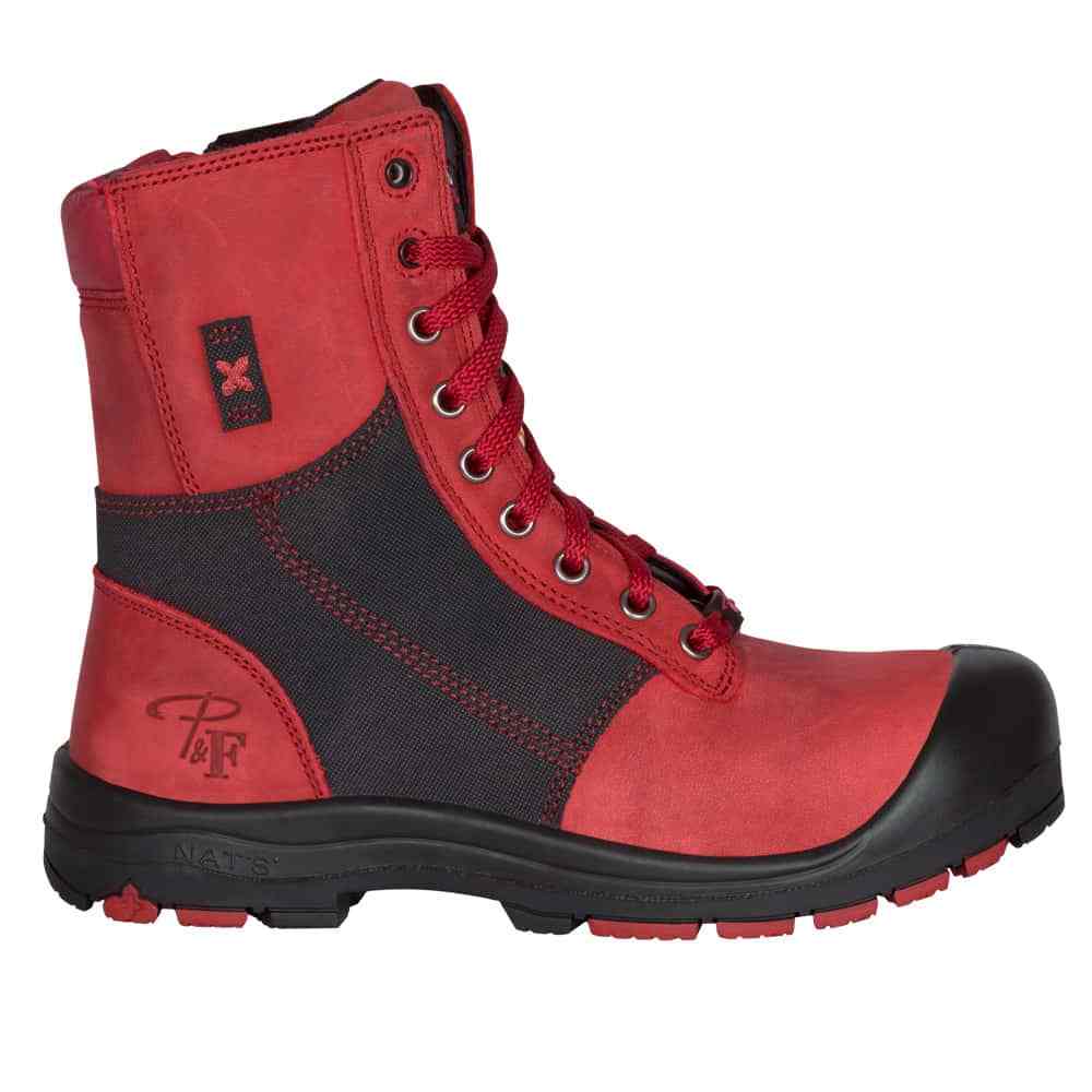 Pilote et Filles PF368 RED Women's 8" Work Boots Protective Toe and CSA Steel Sole - Safetyfoot.com