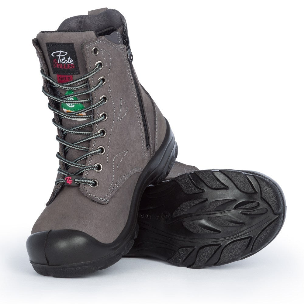 Pilote & Filles S558 CHARCOAL 8" Women's Work Boots - Safetyfoot.com